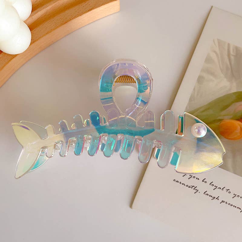 Fishbone Hair Claw Clip iridescent
