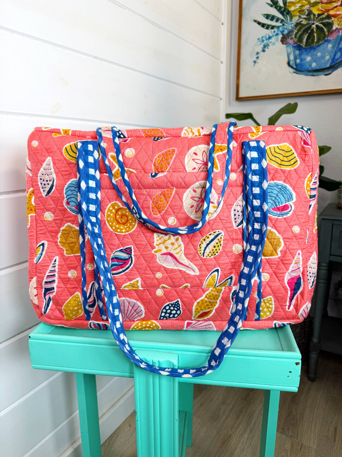 Quilted Duffle Bag | Weekender Travel Bags | Coral Seashell