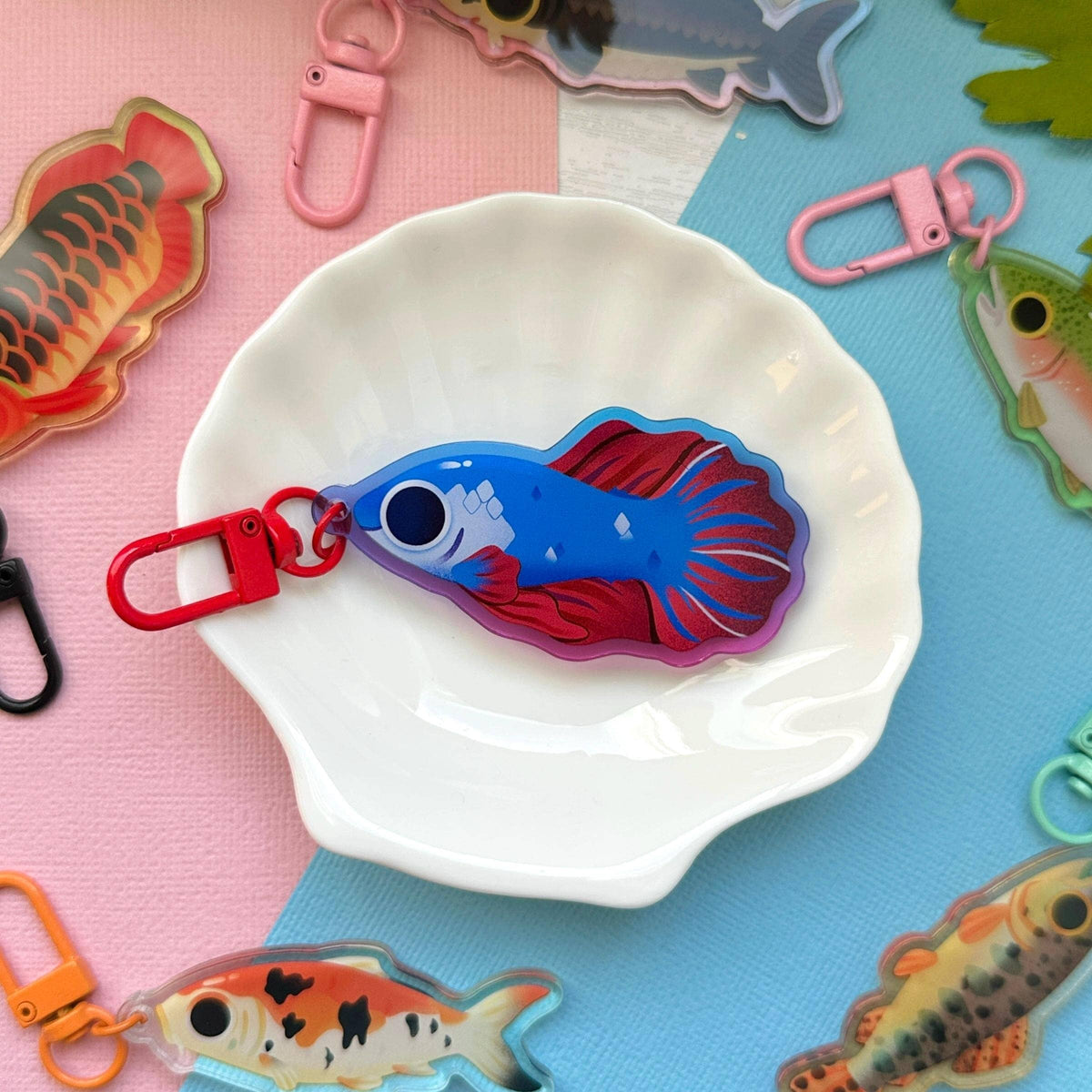 Halfmoon Betta Fish 2.5" Acrylic Charm
