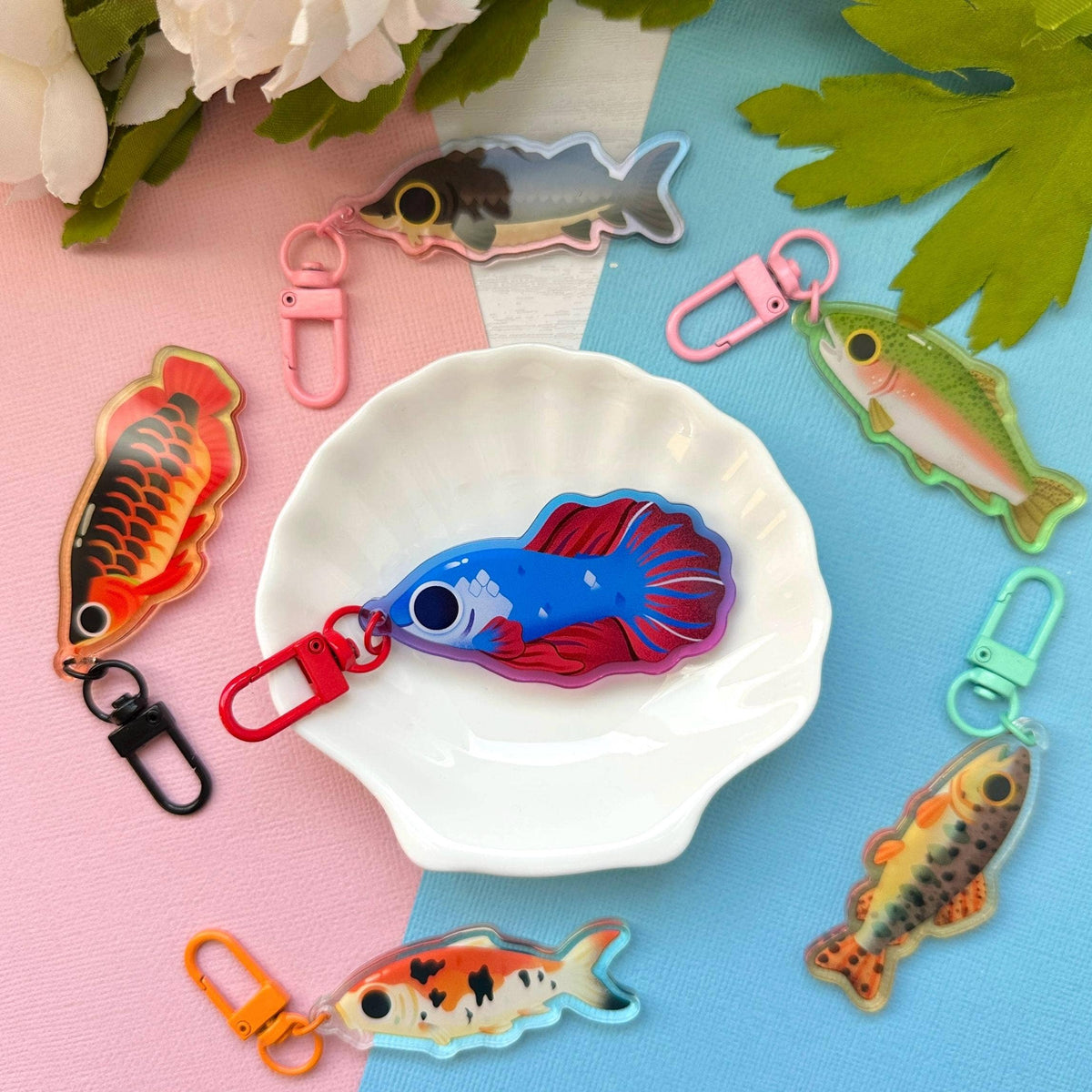 Halfmoon Betta Fish 2.5" Acrylic Charm