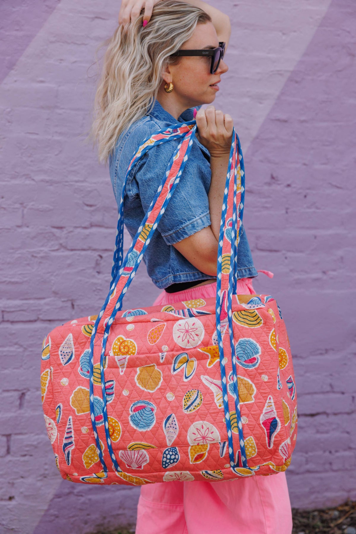 Quilted Duffle Bag | Weekender Travel Bags | Coral Seashell