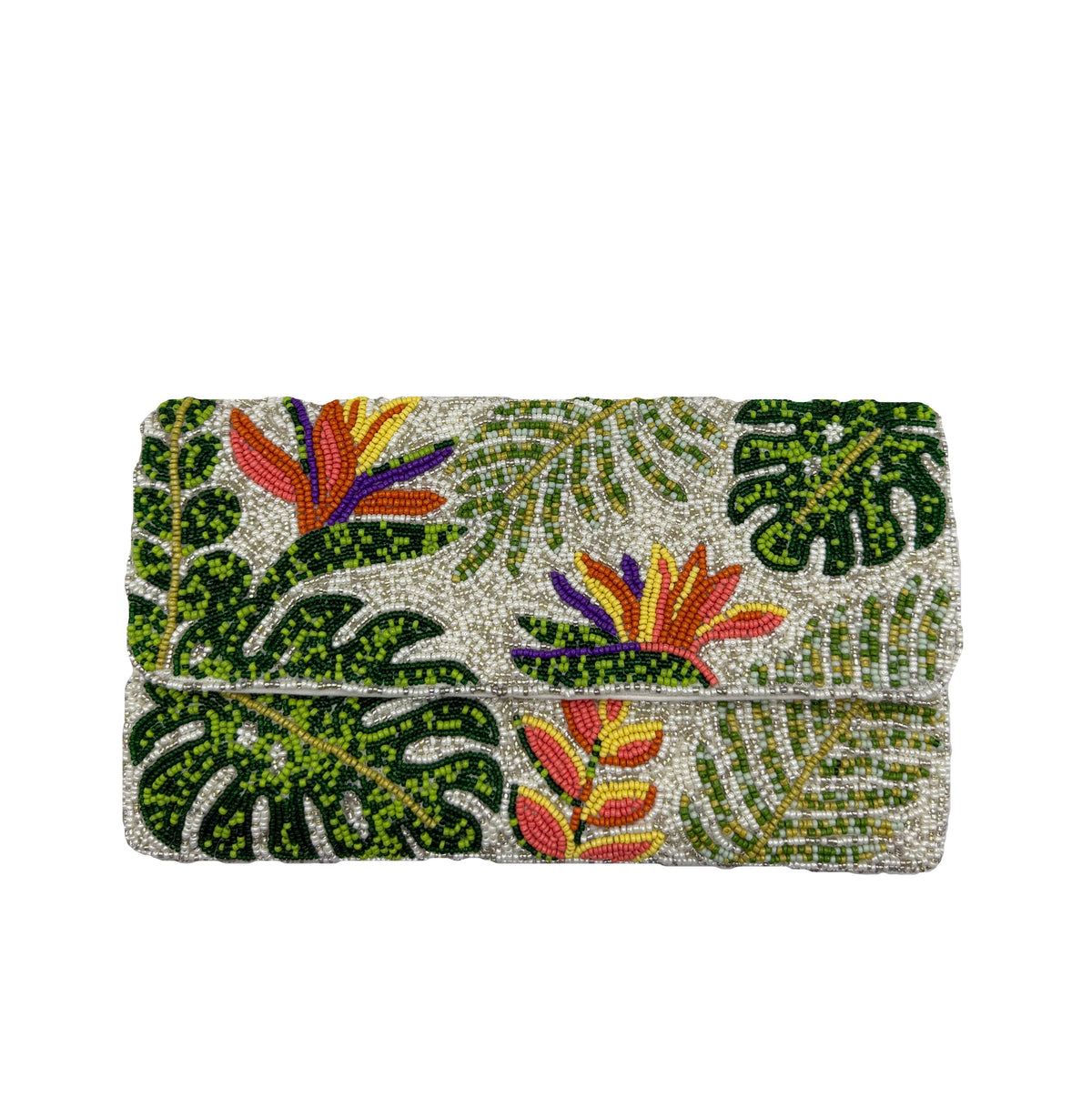 Green Leaf Beaded Clutch