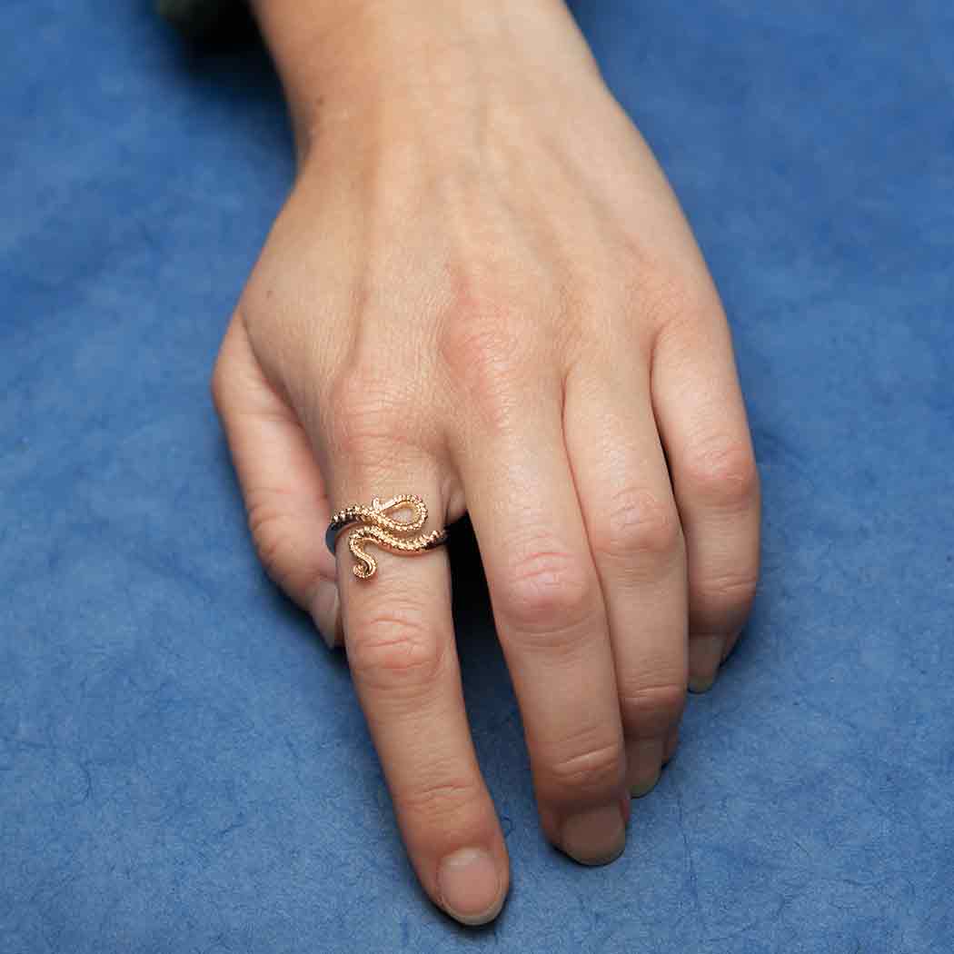 Bronze Adjustable Octopus Tentacle Ring