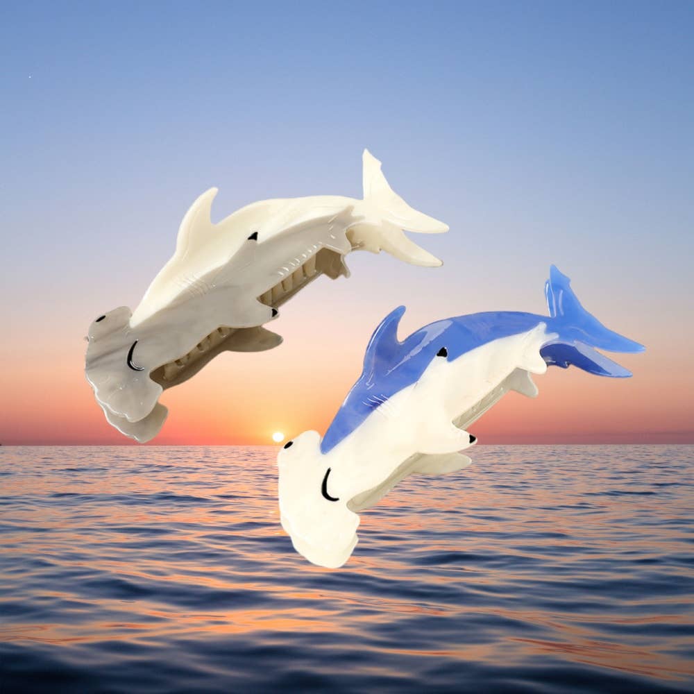 Hammerhead Shark Hair Claw Clip: Blue