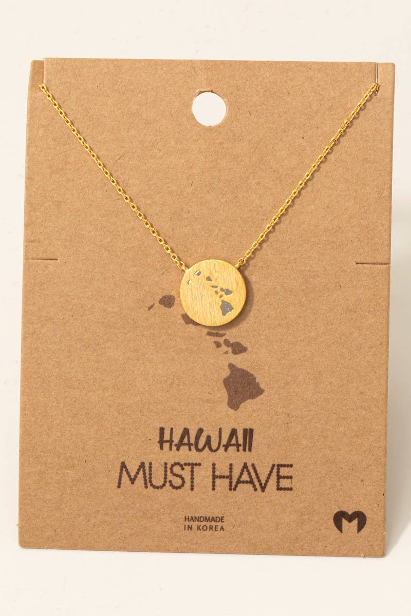 Hawaii Coin Disc Pendant Necklace: Gold
