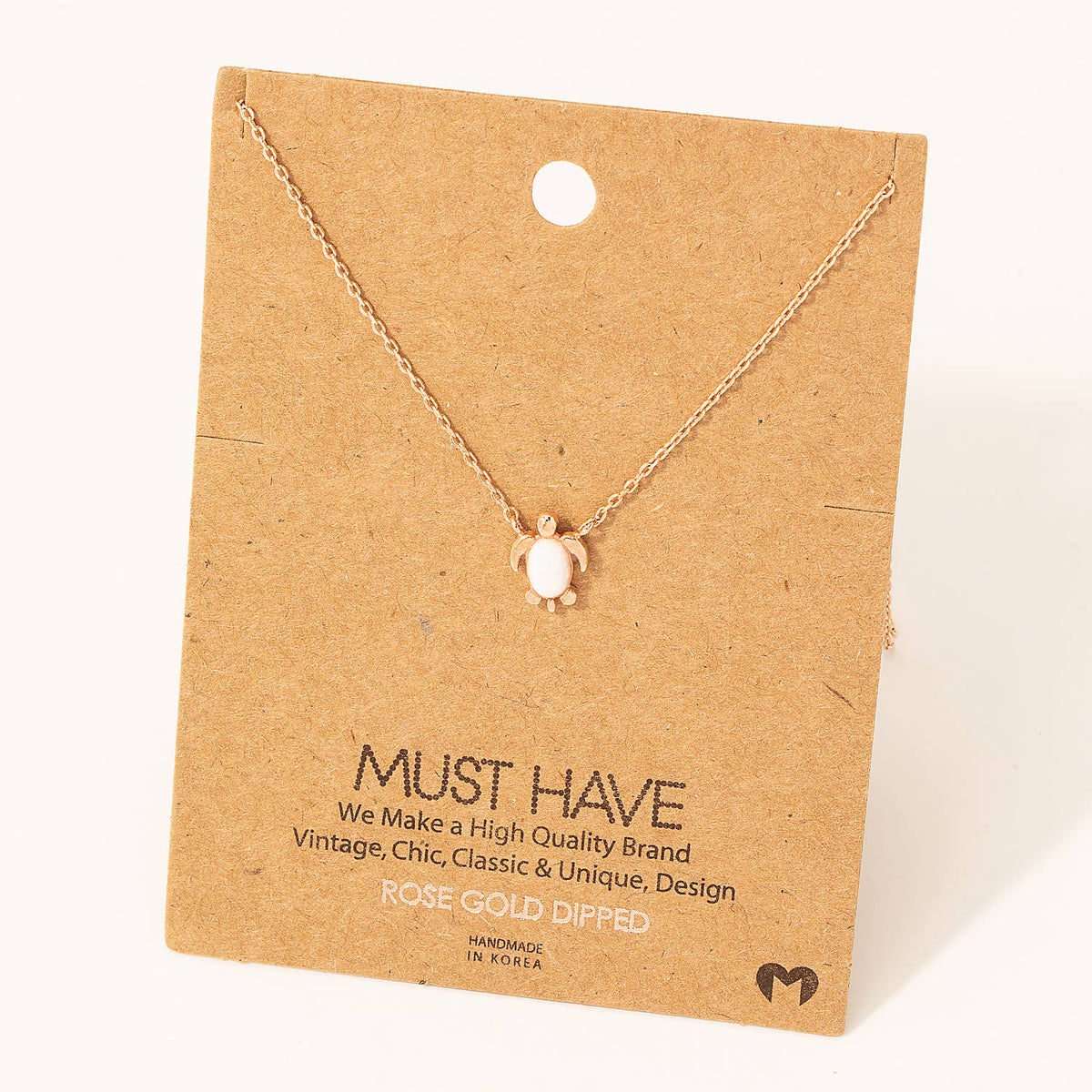 Small Pearl Turtle Pendant Necklace: Rose Gold