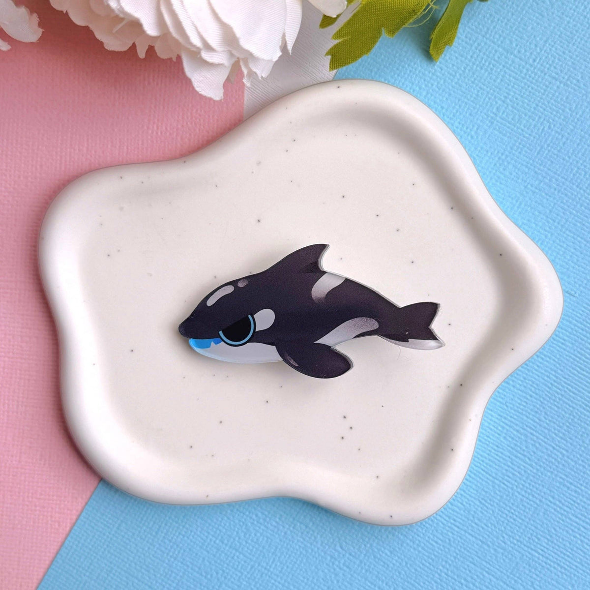Orca Killer Whale Acrylic Hair Clip