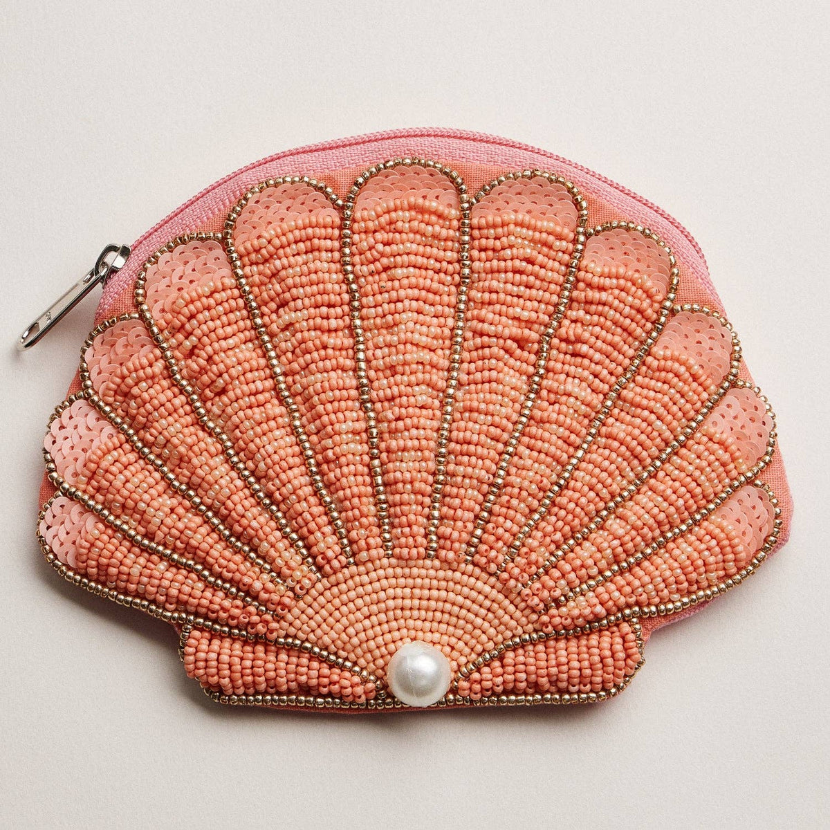 Seashell Beaded Coin Purse: Deep Blue