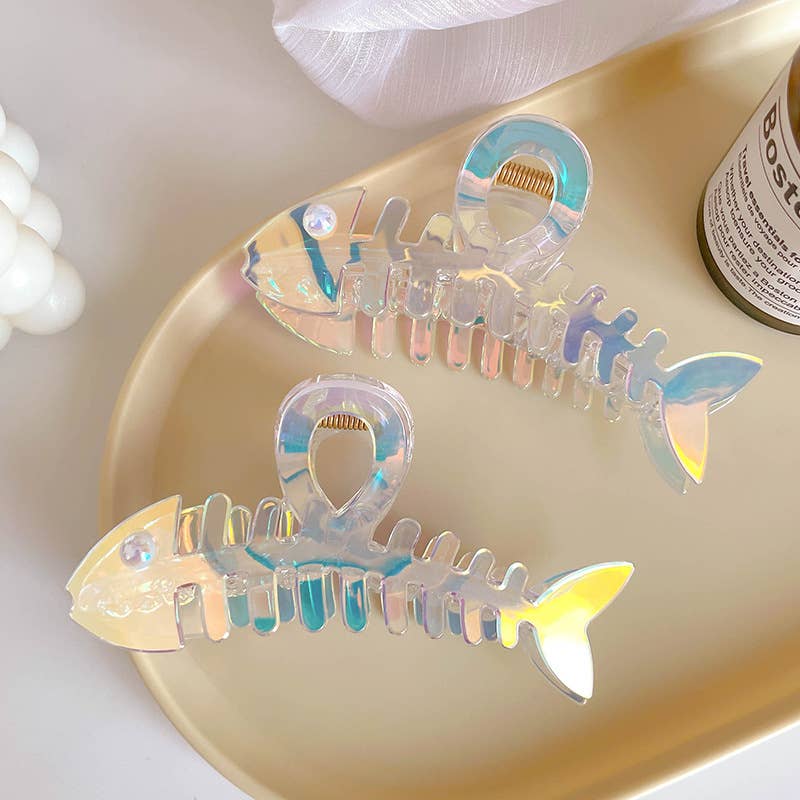 Fishbone Hair Claw Clip iridescent