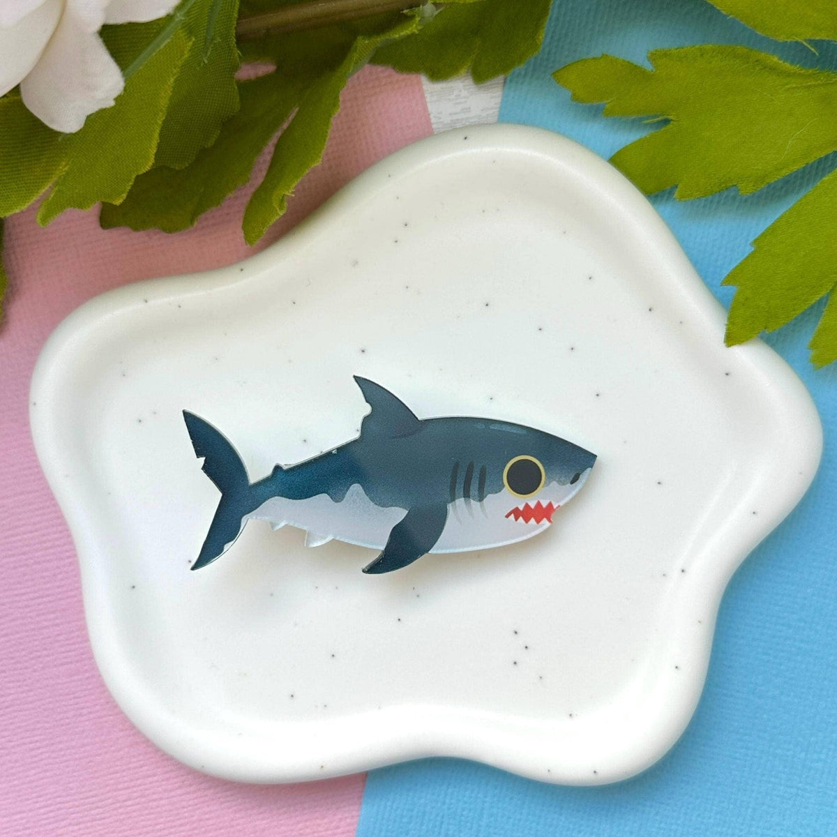 Great White Shark Acrylic Hair Clip