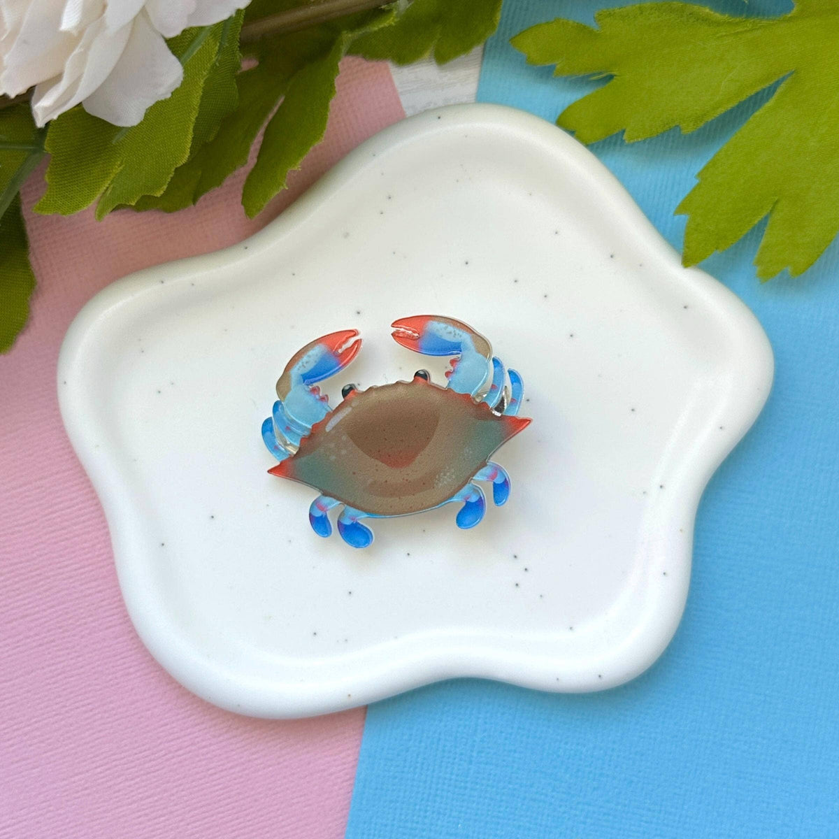 Blue Crab Acrylic Hair Clip