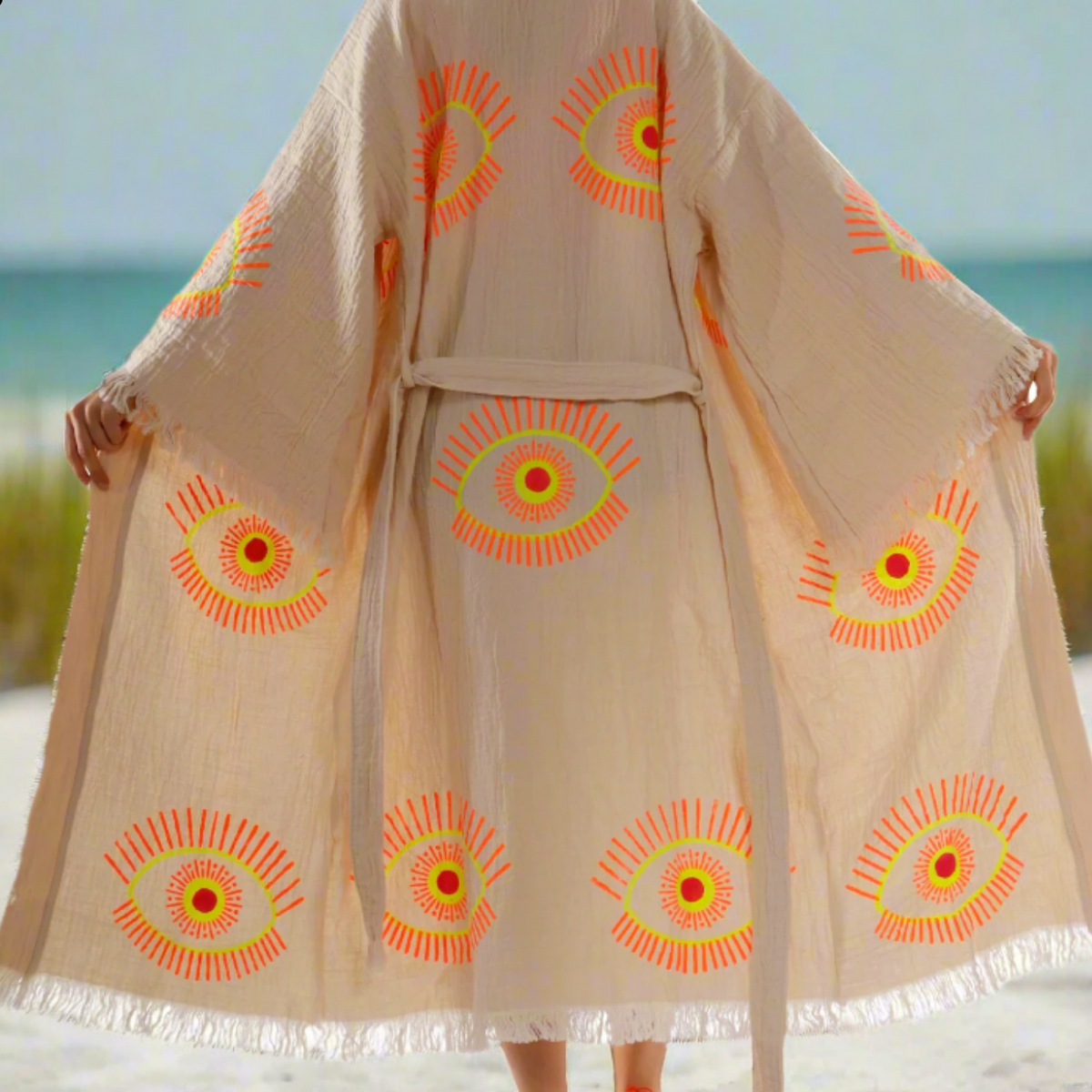 Beige Beach Robe – Organic Cotton / One size
