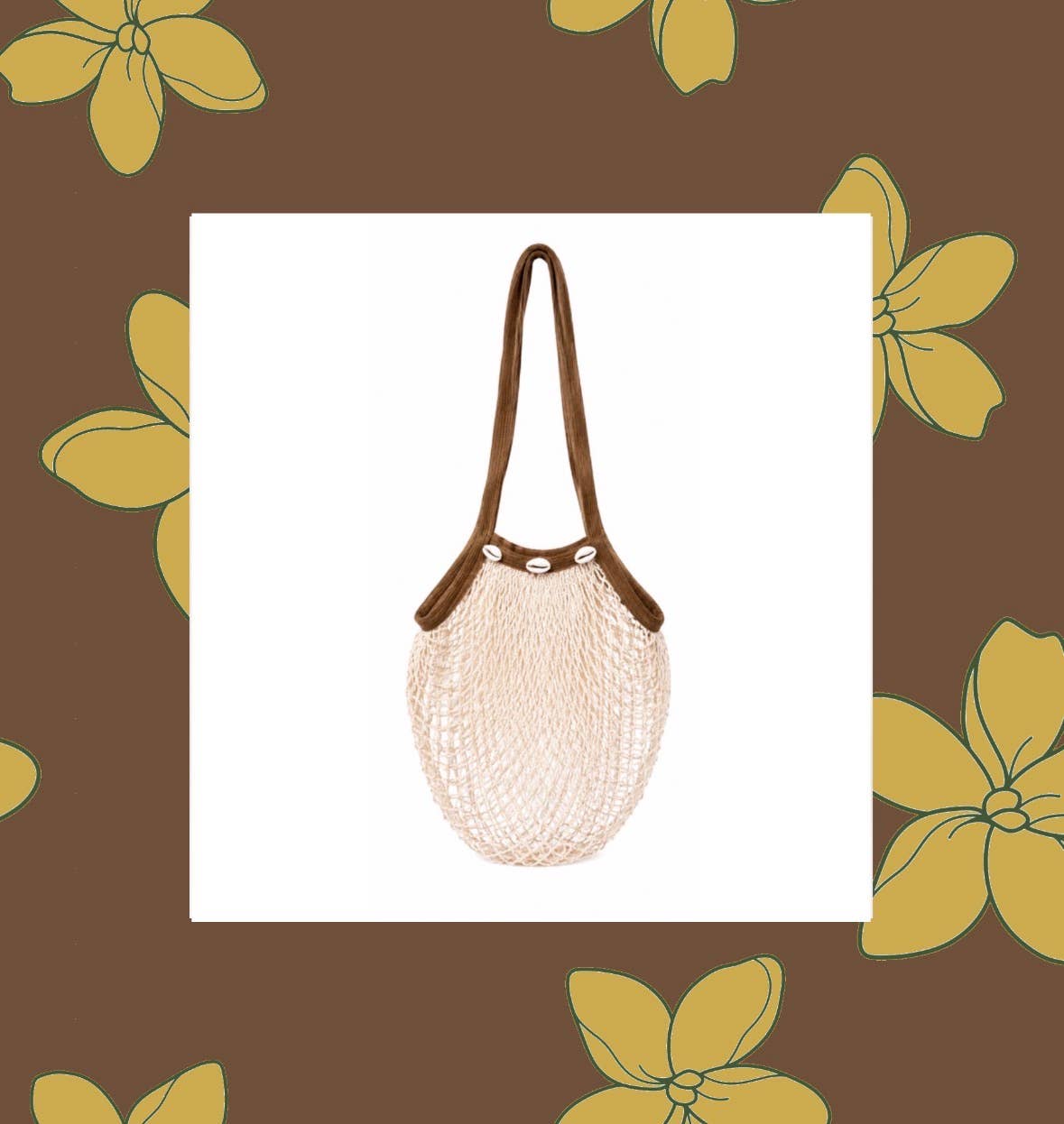 Shell Lovers Market Bag : Cocoa Brown/ Coral