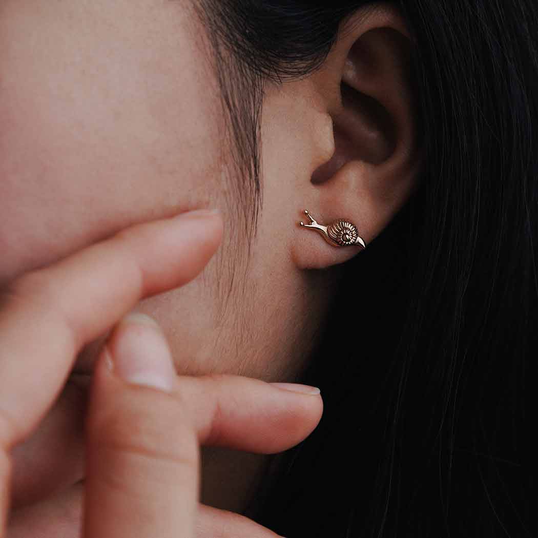 Bronze Tiny Snail Post Earrings