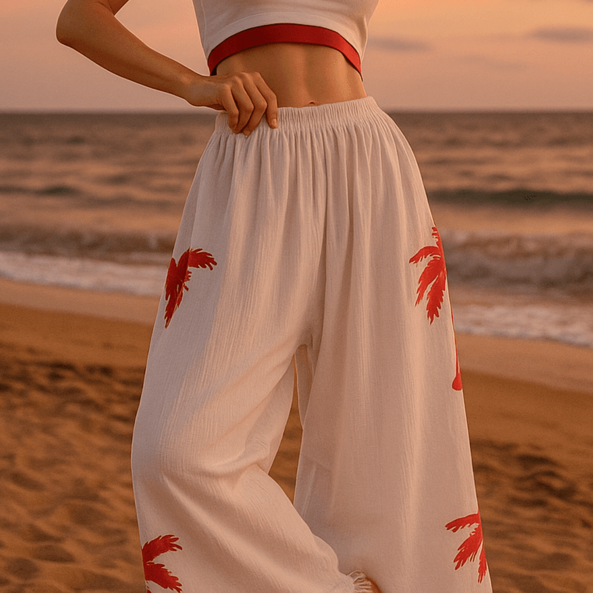 100% Cotton Pants - Palm Tree
