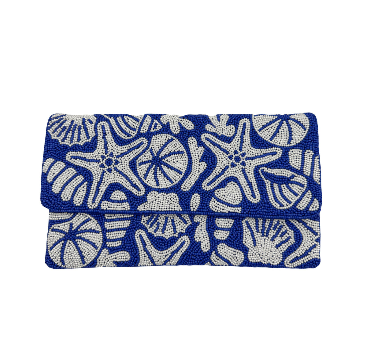 Blue Sealife Beaded Clutch