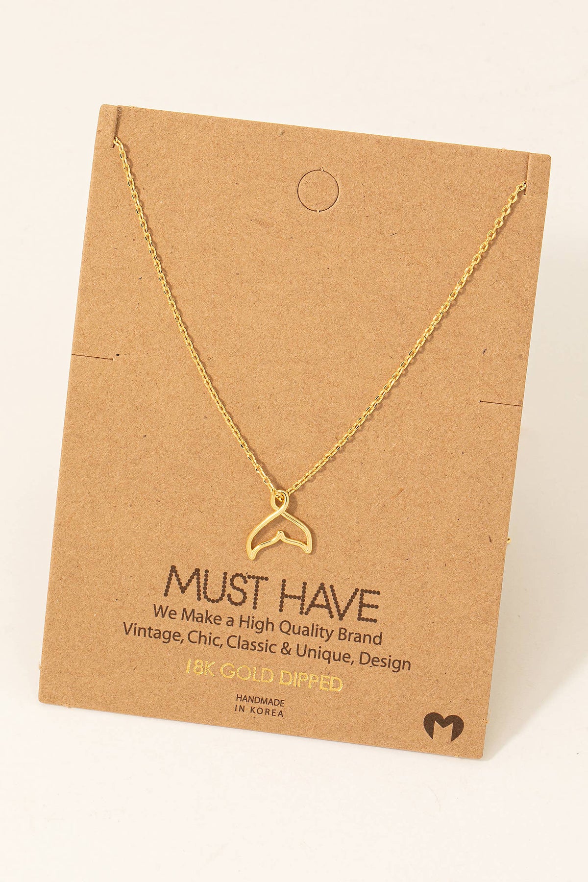 Gold Dipped Whale Tale Pendant
