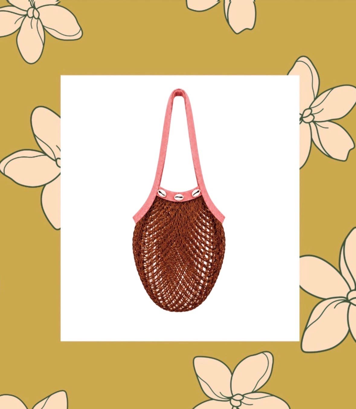 Shell Lovers Market Bag : Cocoa Brown/ Coral