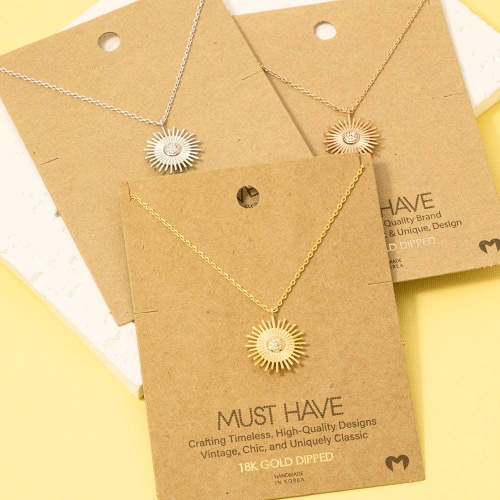Sun Shine Ray Pendant Necklace: Gold