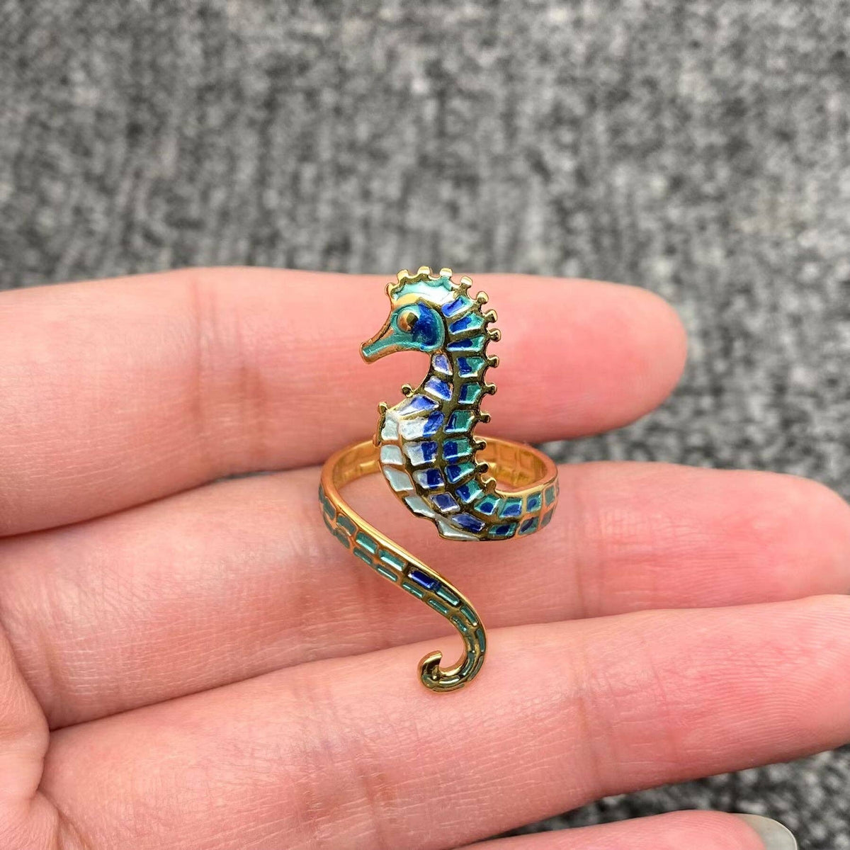 Seahorse 18K Gold Plated Adjustable Ring