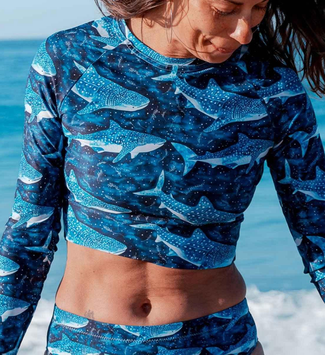 Whale Shark Dream Eco Cropped Rash Guard