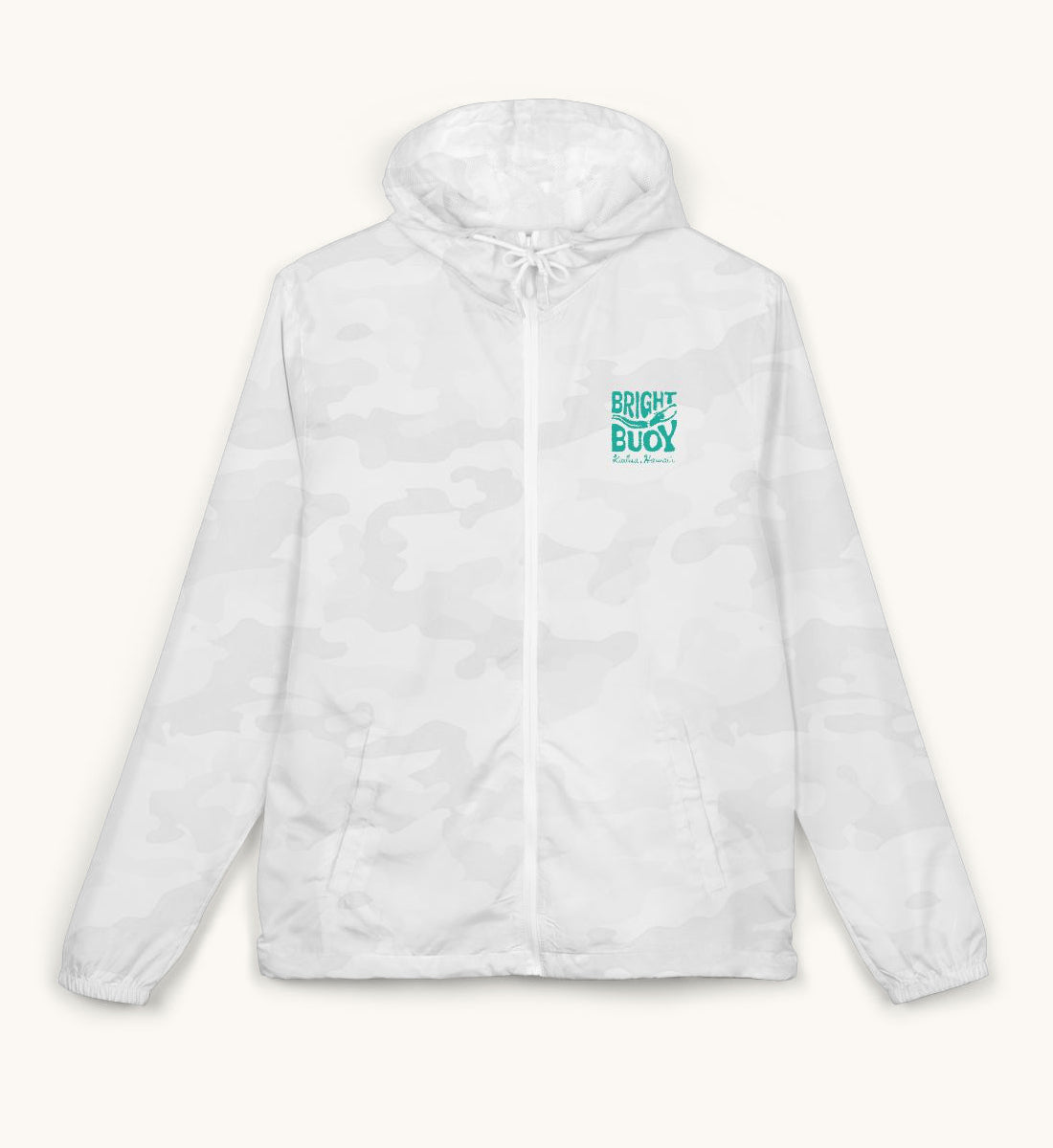 Windbreaker White-Camo/Teal - Full-Zip