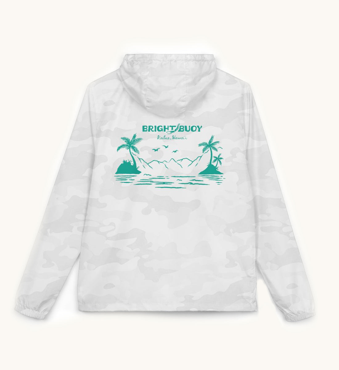 Windbreaker White-Camo/Teal - Full-Zip